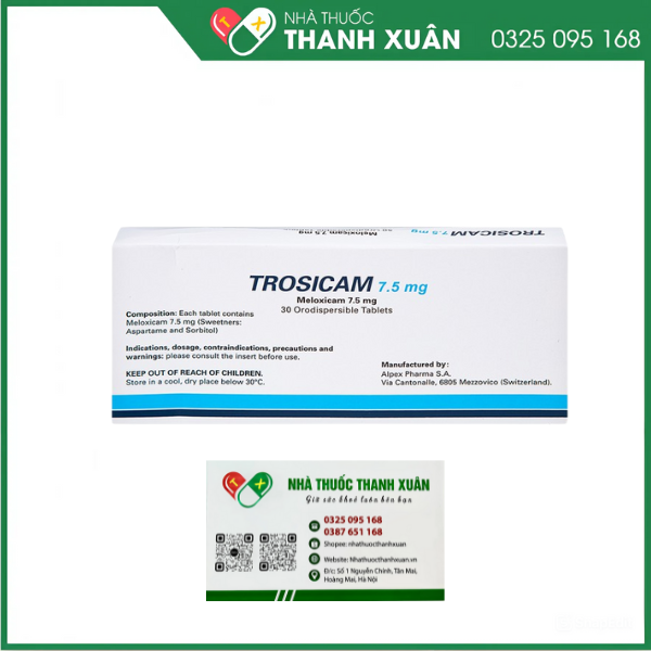 Thuốc Trosicam 7.5 kháng viêm, giảm đau cơ xương khớp